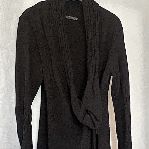 ⭐️OSKA⭐️TUNIC ASYMMETRICAL CUT WRAP SWEATER W/TIES TO SECURE @WAIST SIZE SMALL - Picture 5 of 12